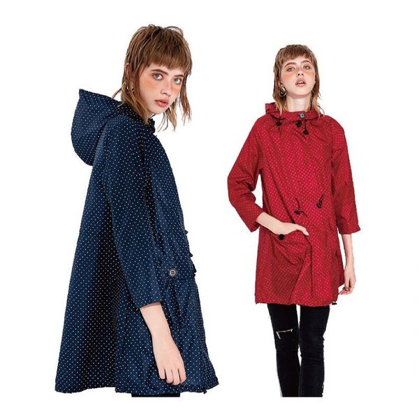 

new fashion dots pattern women's waterproof girls hooded travel raincoat with pockets for outdoor bbyaqg