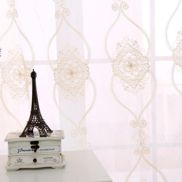 

curtain & drapes european white embroidered voile curtains for living room bedroom tulle window linen feeling sheer