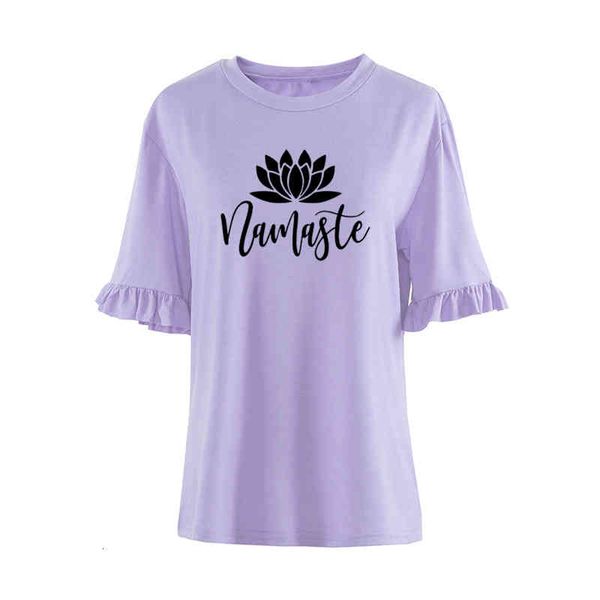 

women hollow femme shirts namaste flower letter print shirt fashion girlfriend vegan lover off shoulder vintage, White