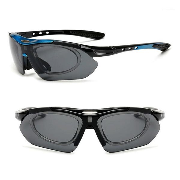 

one polarized lens four uv400 protective lenses anti-slip outdoor sport sunglasses with prescription glasses frame1, White;black
