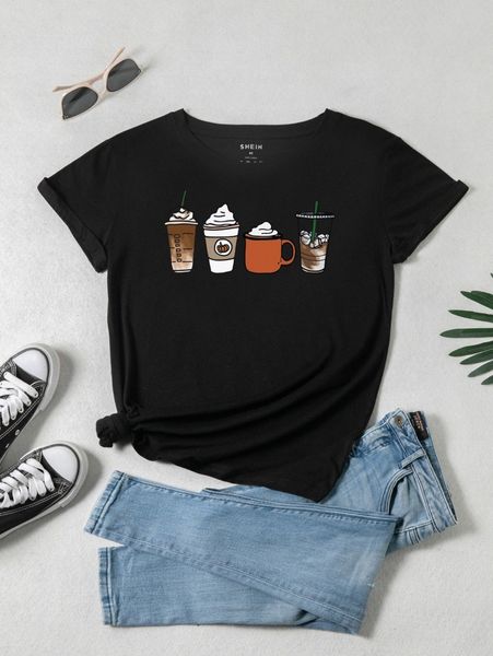 

drink & pumpkin print tee r6au#, White