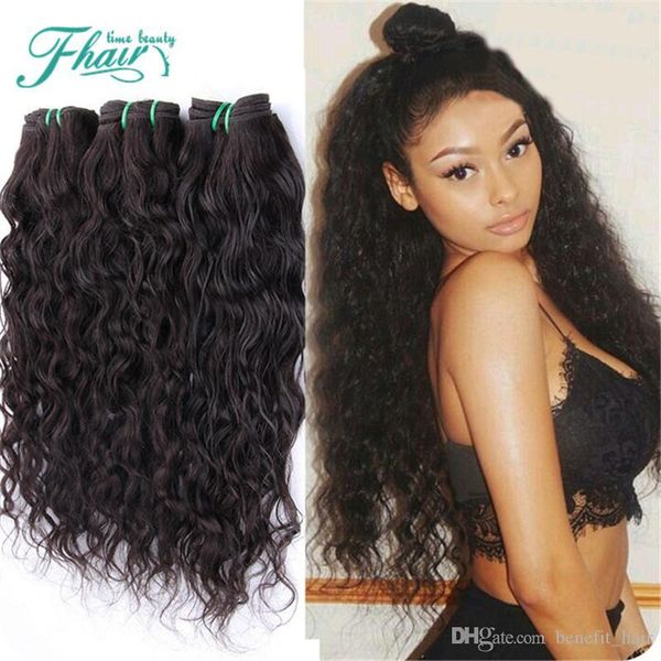 

100% unprocessed 7a wet and wavy human hair malaysian water wave hair product 3 bundles 10"-30" inch length, Black