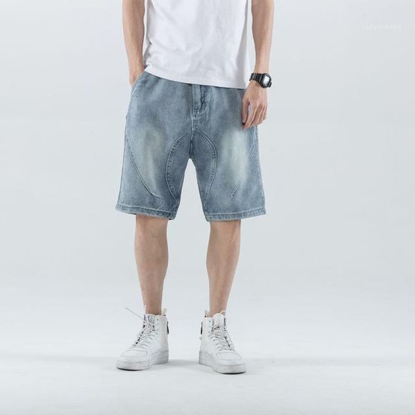 

men's shorts 2021 summer cotton denim men jeans pocket knee-length solid light blue 28-401, White;black
