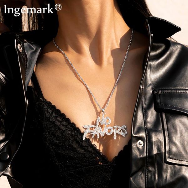 

chains goth cuban crystal chain necklace hip hop iced out paved rhinestones no favor letter pendant for women men jewelry, Silver