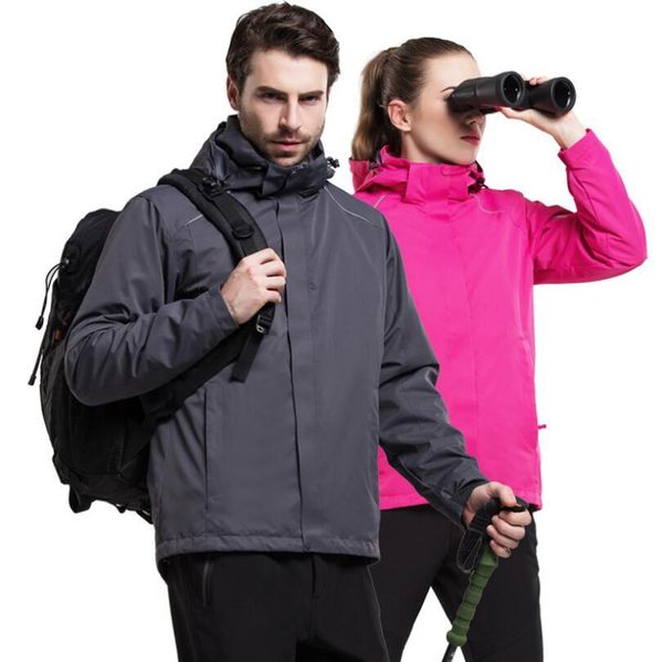 

hiking two piece set jackets men waterproof windproof warm winter outdoor camping jacket women thermal coat, Blue;black