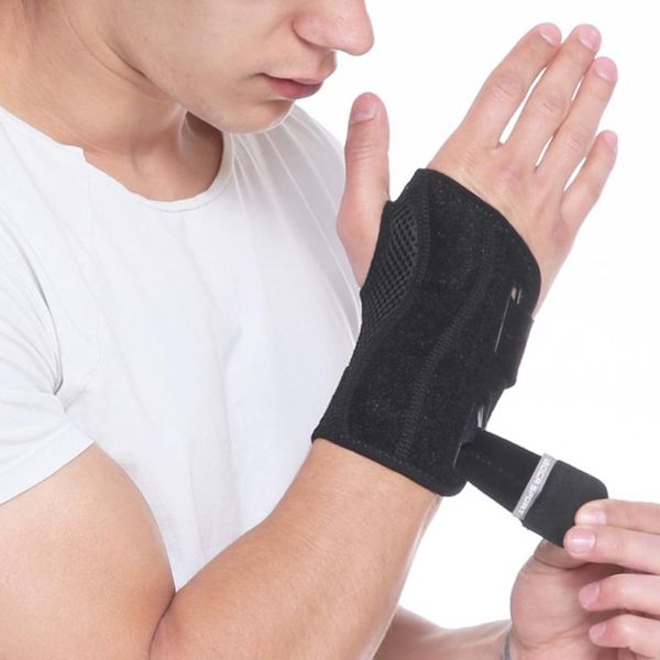 

wrist support carpal tunnel splint adjustable breathable brace pain relief sports safety equipment, Black;red