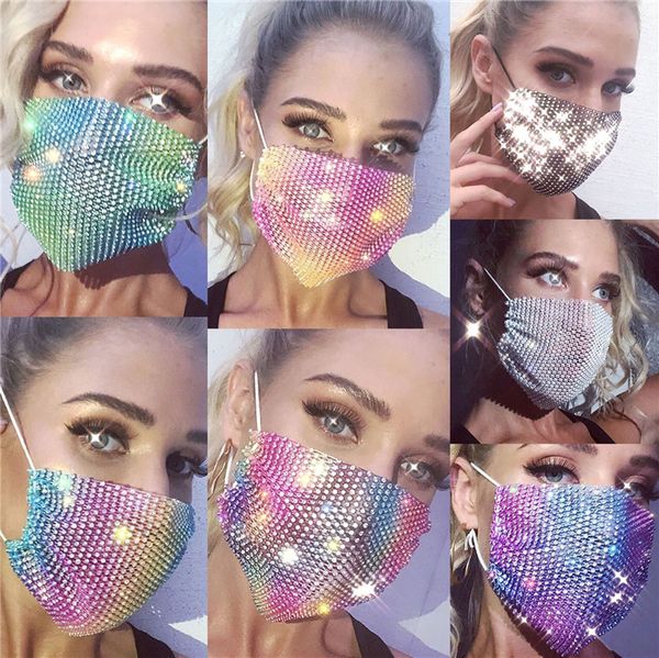 

diamond 50pcs dhl fashion colorful mesh masks bling party rhinestone grid net washable hollow mask for womenoutletunac