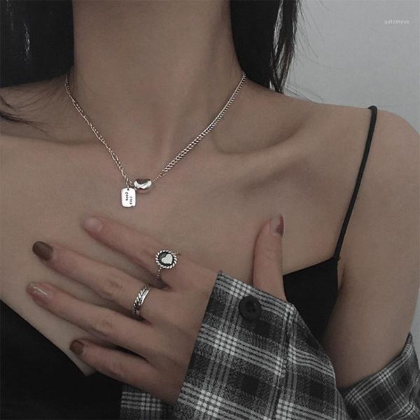 

new fashion asymmetrical necklace good luck sliding bean pendant women's charm punk silvery jewelry christmas gifts1, Golden;silver