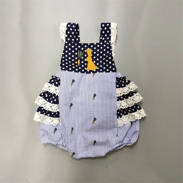 

easter 0-3t newborn kids summer cute embroidery woven clothes fabric girl baby romper y200320, Blue