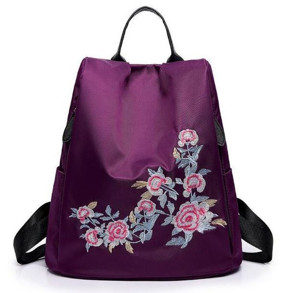 

backpack style fashion ethnic embroidery ladies shoulder bag oxford cloth waterproof