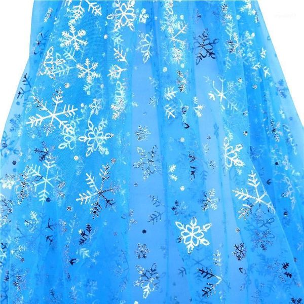 

width1.55 m blue snowflake sequin fabric organza diy party decor princess dress winter wonderland decorations christmas supplies1