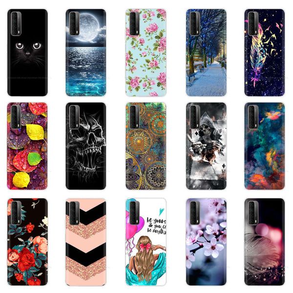 

case cover 6.67" soft silicone coque on for huawei p smart 2021 bumper funda painted shells bags cute