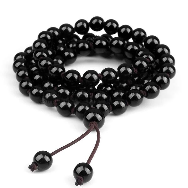 8mm preto clara grânulos colar fios pulseiras mulher Mala natural pedra oração moda jóias para homens bracelete clássico amigos presentes