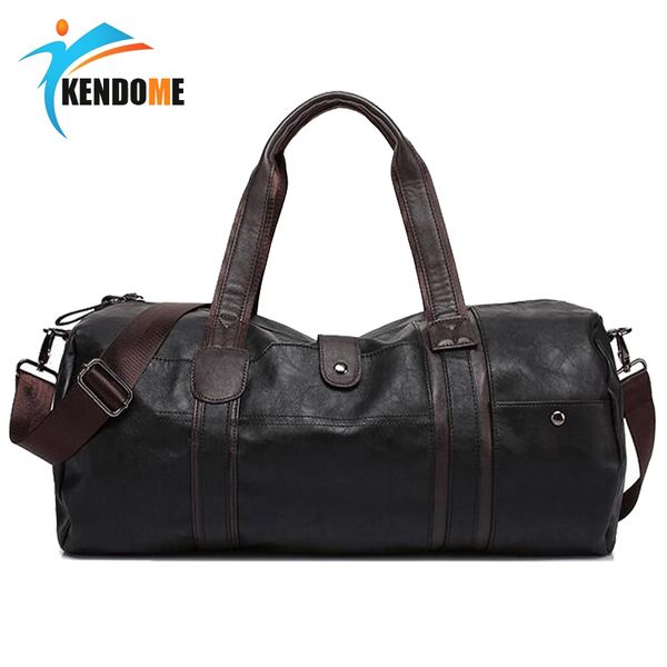 Hot A++ Quality Men Classic Soft Leather Fitness Gym Bag Black Brown Cylindrical Sports Bag Designer Single Shoulder Travel Bag Q0113