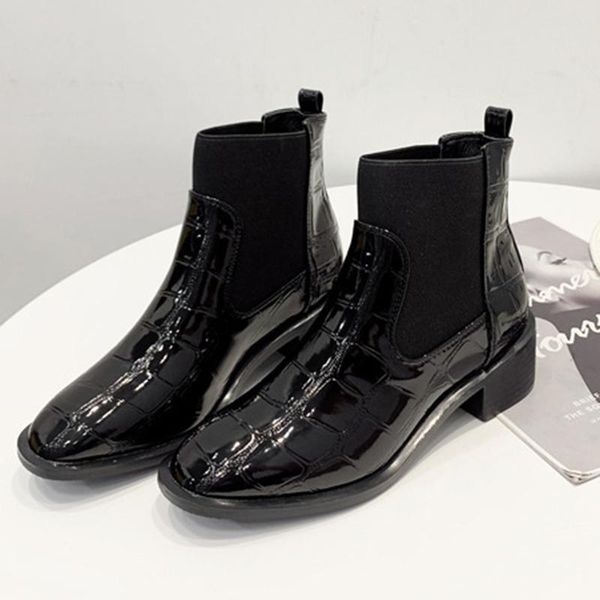

mid-heel platform boots high-heeled velvet ankle women autumn and winter women's, Black