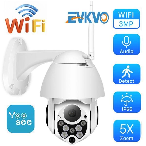 Kameralar Evkvo 3MP Yoosee WIFI IP Kamera Ses Hızı Dome PTZ Güvenlik Oto Izleme P2P Cloud Kablosuz CCTV Camara ile SD Slot1