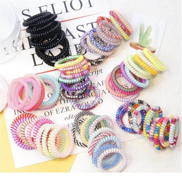 

candy colors elastic telephone wire thin hair bands cute colors stretch plastic rubber bands hair ties sc qylmtk