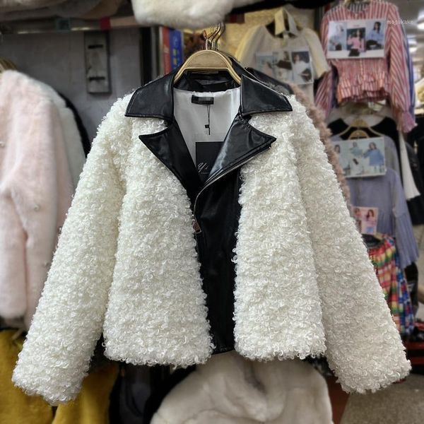 

winter coat women 2020 new solid faux lamb fur jacket warm thick fashion loose plush ladies coat women jacket fluffy1, Black