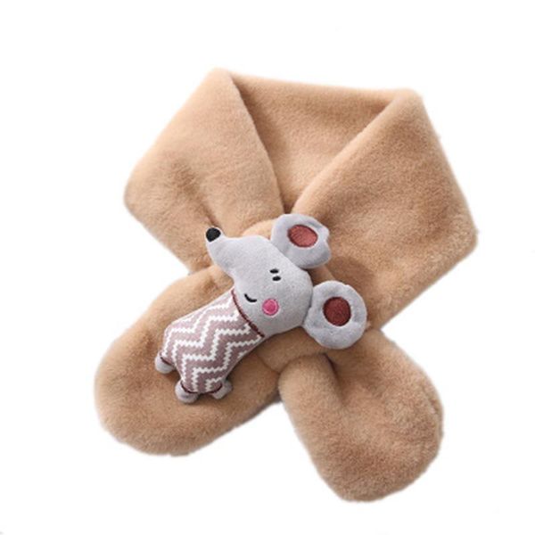

korean winter plush children's scarf cute cartoon mouse faux fur thicken cross boy girl neck guard warm scarve n32, Blue;gray