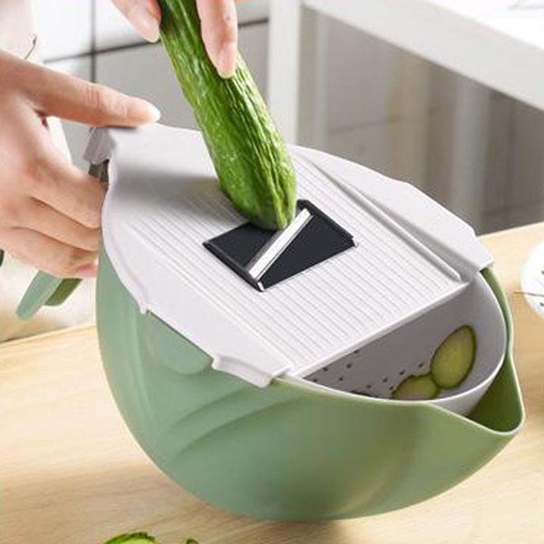 

многофункциональная нержавеющая сталь вращается овощной резак творческий фруктовый растительный салон с высокой емкости сливной корзины jllj