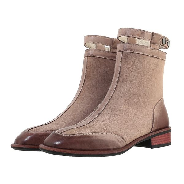 

2021 genuine leather mark women fall classic high-quality boots three heels ankle fashion ffib, Black