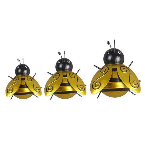 

6pcs honey bee metal craft hanging sculpture wall art garden decor bugs