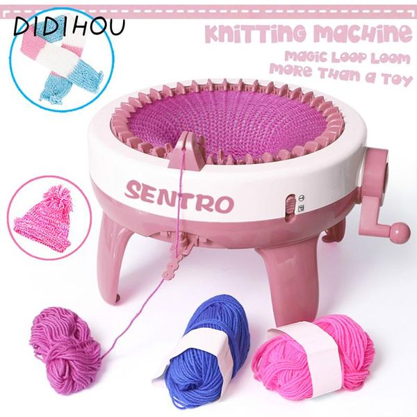 

20/40 needle diy big hand knitting machine weaving loom knit for scarf children learning toy knitting tools threader sewing tool, Black