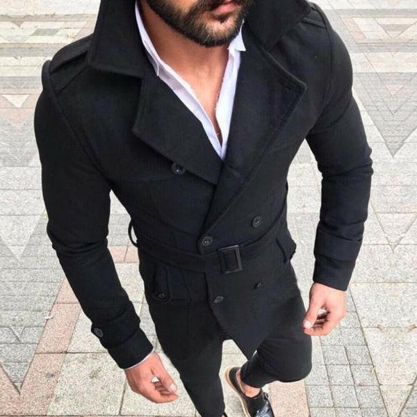 

retro woolen jacket men wool warm trench coat jackets double breasted fashion male winter autumn overcoat1, Black;brown