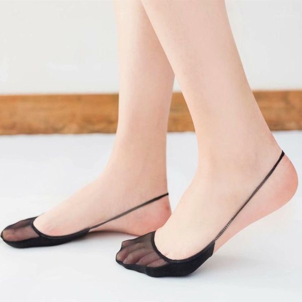 

socks & hosiery summer women girl silica gel lace boat invisible cotton sole non-slip antiskid slippers anti-slip socks1, Black;white