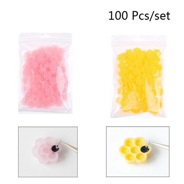 

100pc 7in1 flower-shape eyelash extension glue cups tattoo adhesive pigment cups