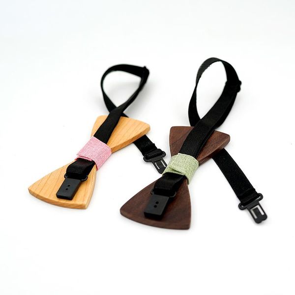 

детская мода формальный деревянный бабочный галстук малыш классические геометрические гаунтики мальчики бабочка свадьба вечеринка pet bowtie, Black;gray