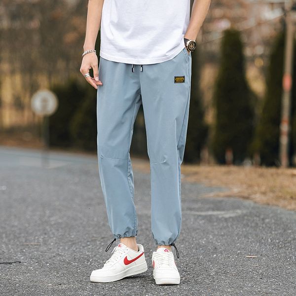 

casual 2020 summer thin sports pants men's loose large overalls and trendy leggings, Black