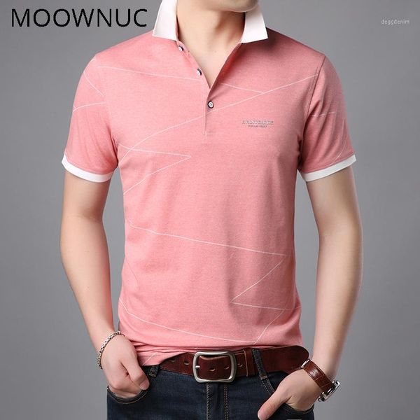 

men's polos shirts classic style summer solid color lapel short sleeve slim cotton moownuc fashion casual men mwc non-ironing1, White;black