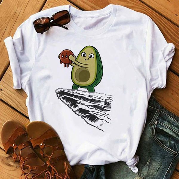 

new harajuku avocado women tshirts vegan t shirt kawaii short sleeve t-shirt vogue 90s korean style tshirt fashion, White