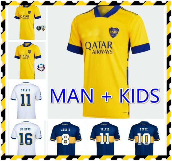 

man + kids kit 2020 2021 boca juniors soccer jersey 20 21 boca juniors tevez maradona moura abila reynoso de rossi jrs sports football shirt, Black;yellow