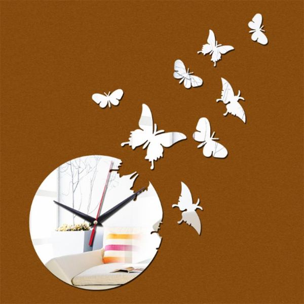 

2020 new acrylic wall clocks butterflies europe diy clock home decor modern living room mirror art watch special offer