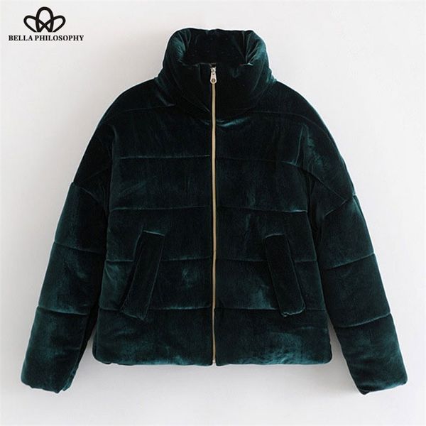 

bella philosophy winter thick worm solid faux fur women coat short velvent parka padded flannel outwear velour jacket 201217, Black