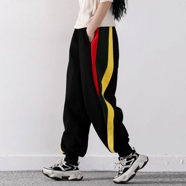 

women's pants & capris sweet girl spring/autumn korean harajuku high street gothic couple sweatpants all-match sport style plush casual, Black;white