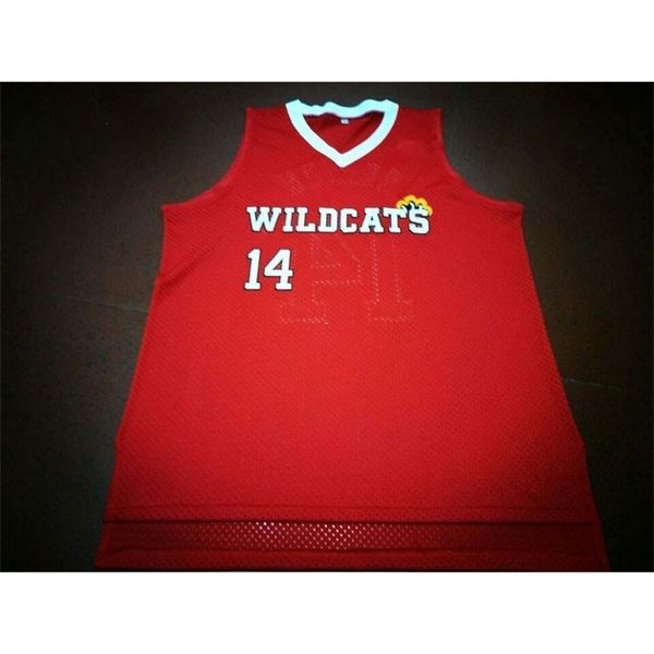 

vintage men wildcats #14 troy bolton real full embroidery college jersey size s-4xl or custom any name or number jersey, Black