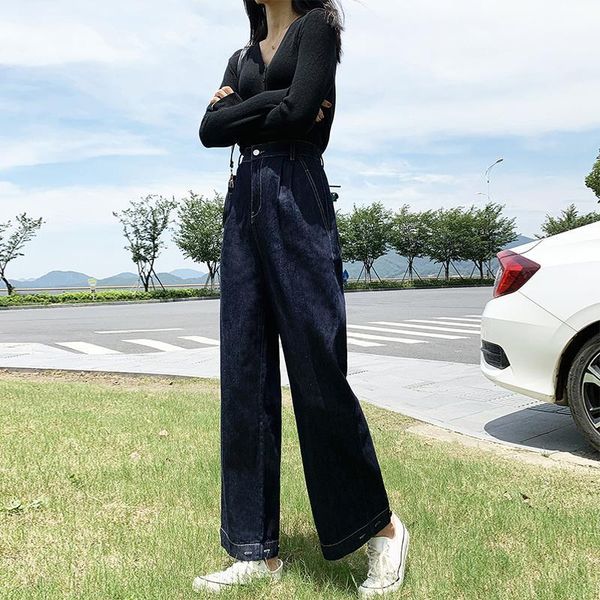 

women's jeans detachable shoulder strap leg wide women ladies jeans1, Blue