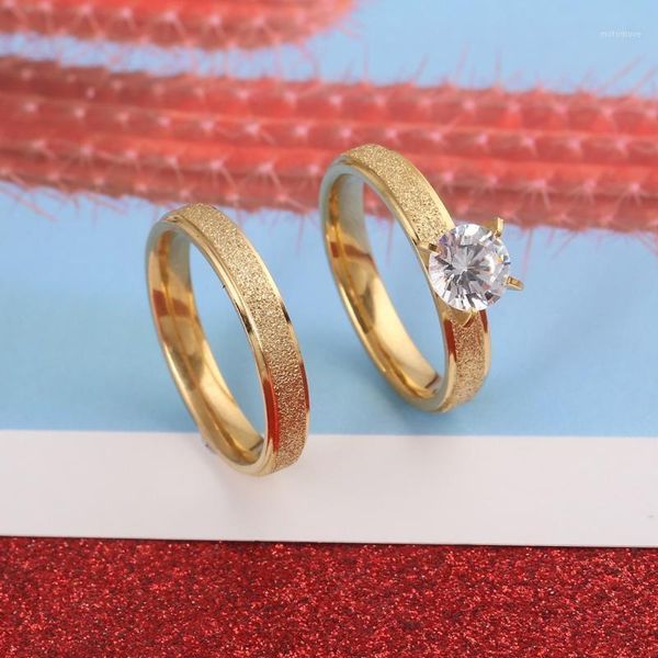 

lover gold color stainless steel ring for women men stylish dull polished couple engagement promise jewelry1, Slivery;golden