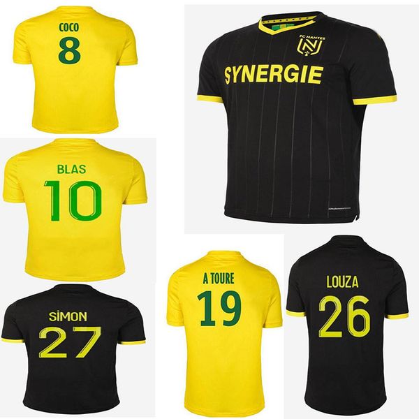 

20 21 fc nantes football jersey runaway maillot de foot 2020 2021 simon louza a toure blas coco coulibaly men kids football shir, Black;yellow
