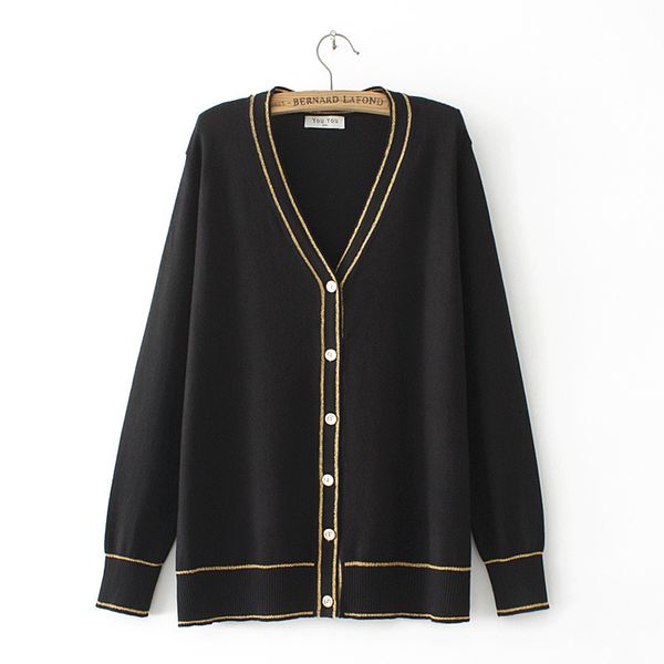 

size plus female with cleavage v crochet cardigan fine spring stripe women's casual outerwear sweaters cyaz, White;black