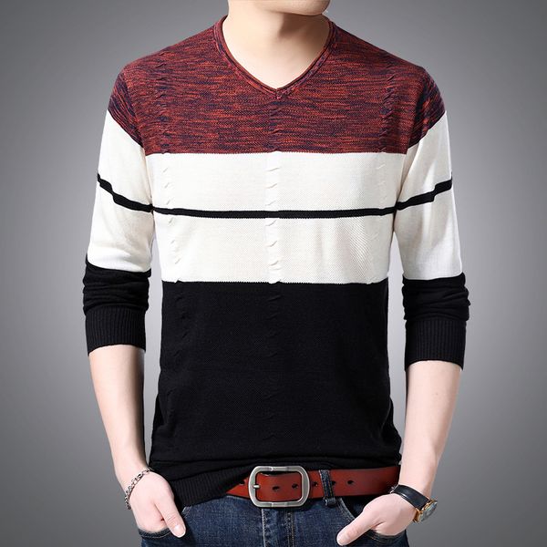 

2021 new style spring of classic jacquard men's clothing with long sleeve cleavage neckline mesh youth male sweater 9ec1, White;black
