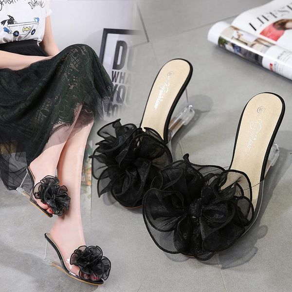 

sandals summer flowers wedge high-heeled women pumps shoes1, Black