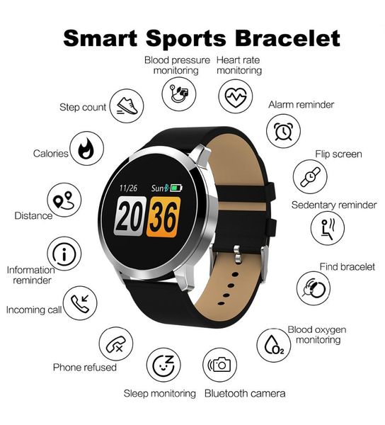 

new q8 oled bluetooth smart watch stainless steel waterproof wearable device smart watch wristwatch men women fitness tracker