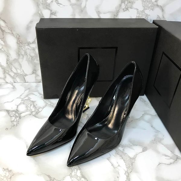 

patent leather black high heels pointed bright skin party career women dress shoes tall stature dress shoes 11cm 8.5cm size 35-43