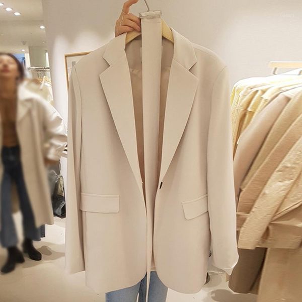 

2020 new autumn fashion women blazer coat full sleeve lapel collar office lady wild thin solid slim simple jackets c4611, White;black