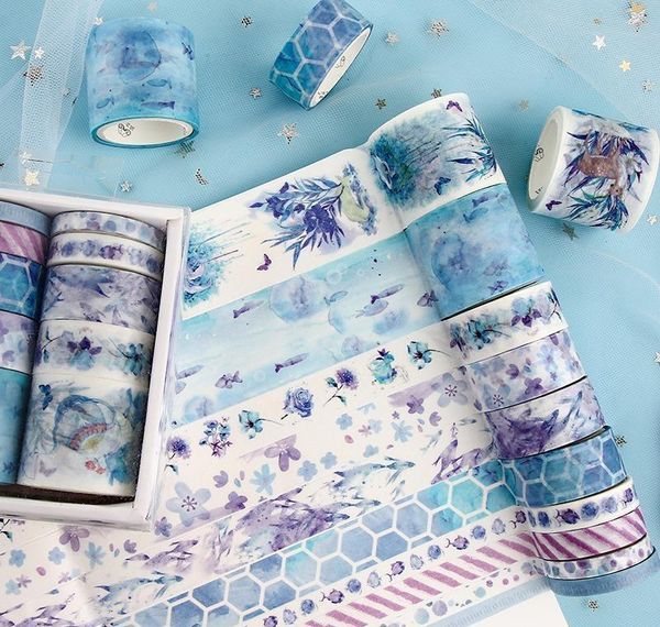 

new 10 pcs/box fantasy ocean beautiful flowers plants leaves washi diy decoration for scrapbooking masking tape adhesive tape bbydvtx