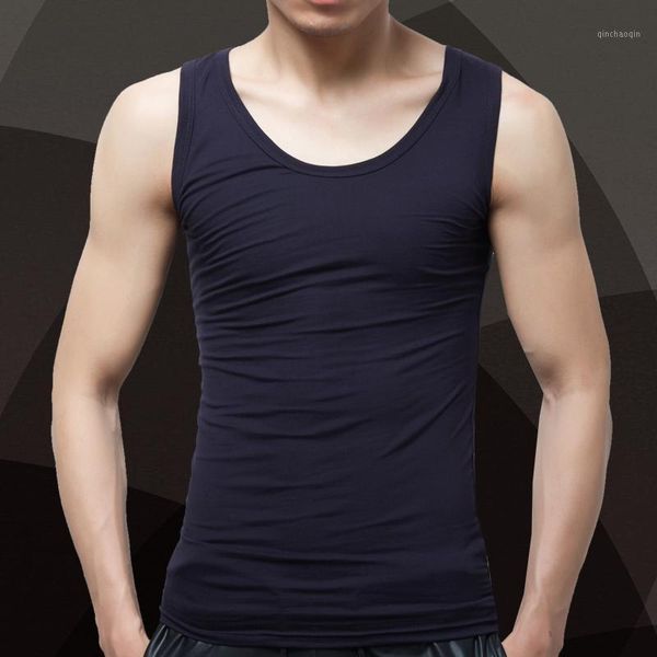 

running jerseys summer men's cotton fitness tight round neck sleeveless bottoming shirt slim version thin breathable sports t-shirt1, Black;blue